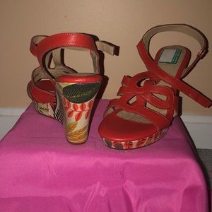 NEVER WORN open toe wedge sandals.
